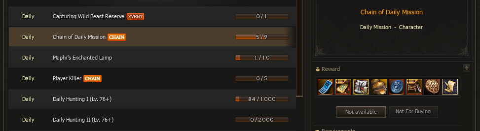 Daily Quests Interface
